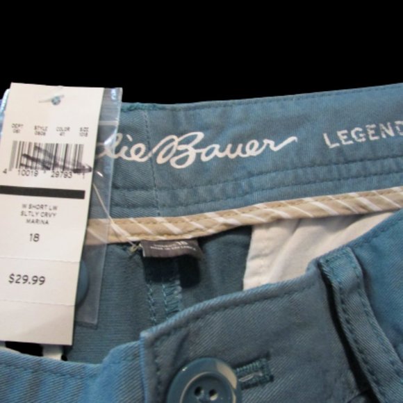 NWT Eddie Bauer Legend Wash Shorts. Wrinkle resistant. SZ18 Blue/Grey color. - Picture 2 of 3
